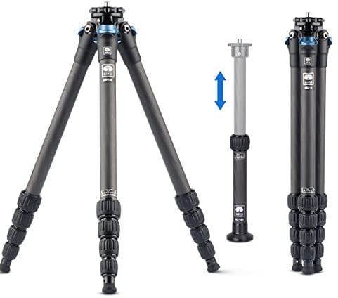 SIRUI Trípode para Cámara de Viaje AM-225, 159cm Trípode Portátil de Fibra de Carbono con Tubo de Extensión SL-100, Trípode para Fotografía con Columna Central de Carbono, Carga Máxima 6kg