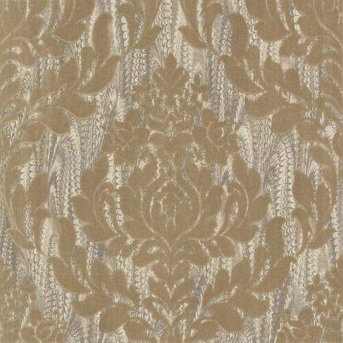 1602-101-01 - Avington Soft Flock Damask Cream Gold 1838 Wallpaper