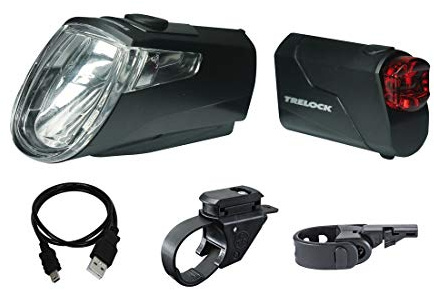 TRELOCK Fahrradlicht Set LS 360 I-GO Eco + LS 720 Reego – 25 Lux – USB Aufladbar – 35 m Sichtweite – StVZO zugelassen