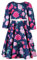 BONNY BILLY Vestito Bambina Elegante Cerimonia Festa Floreale Vintage Invernale Manica Lunga con Cintura 8-9 Anni Blu Navy e Rosa