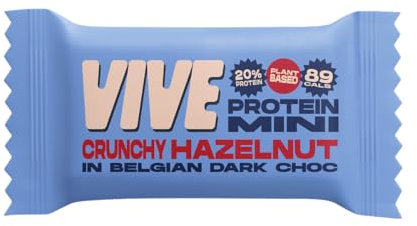 Vive Dark Chocolate Coated Hazelnut Flavour Protein Bites - Vegan - High Fibre Protein Mini Bars - Pack of 21