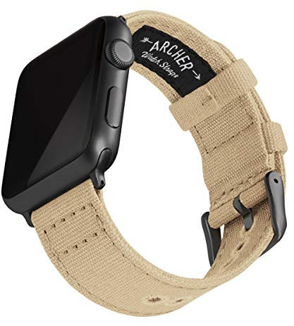 Archer Watch Straps - Cinturini in Tela per Apple Watch (Sabbia, Grigio Siderale, 44/45/46/49mm)