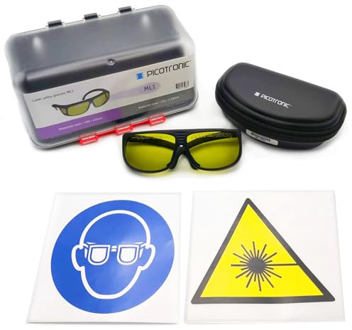 Picotronic Laserschutzbrillen-Set, zertifiziert nach DIN EN207, infrarot. Zum Laserschweißen, Laserschneiden, Lasermarkieren, Kosmetik. Sichere Aufbewahrung durch Wandhalter. Inkl. War… - 70144871