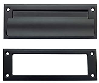 QCAA Briefschlitz aus massivem Messing, mit massivem Messingrahmen, 21,6 x 7,2 cm, mattschwarz, 1 Stück, hergestellt in Taiwan