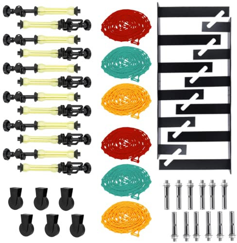 Goshoot Photography Background Backdrop Support System Wall Mount Manual 6 Roller for Photo Studio Portrait Shooting with 2 Six-Fold Hooks, 12 Expand Bars, 6 Chains, 12 Expansion Screws, 6 Weights