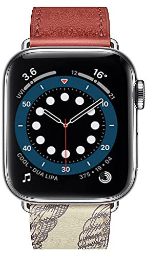 Aergood Compatibile con Apple Watch Cinturino 38/40/41mm,Sottile Cinturini in Vera Pelle per iWatch serie 7/6/5/4/3/2/1/SE,Per Uomo e Donna 38mm/40mm/41mm,Rosso/Bianco/Motivo