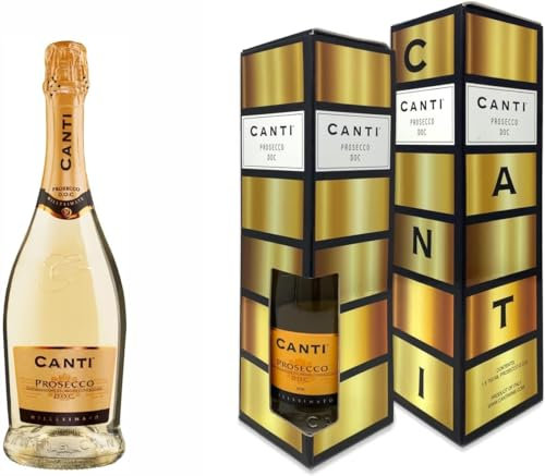 Canti - Prosecco D.O.C. Extra Dry Millesimato Wine Gift Pack, Italian Glera Grape Variety from Veneto, Fruity and Floral Taste, 1x750 ml