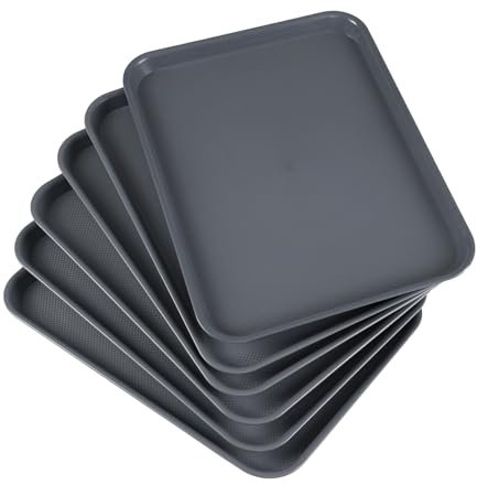 Uumitty Juego de 6 bandejas para Servir cenas/Bebidas, bandejas Grandes para Servir, bandejas de plástico, Gris