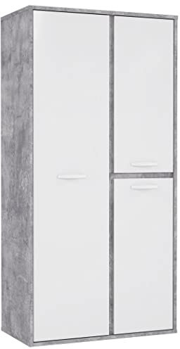 expendio Kleiderschrank Coburg 5 Betonoptik Hochglanz weiß 100x202x53 cm Schlafzimmerschrank Schrank Jugendzimmer Kinderzimmer