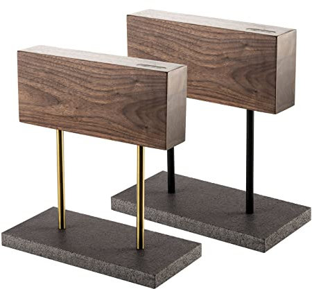 Style de Vie Messerblock Magnetisch, Ohne messer, 2-seiten, Walnußholz, Sockel aus Naturstein