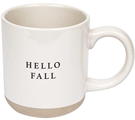 Sweet Water Decor Hello Fall Kaffeetasse aus Steingut, mikrowellen- und spülmaschinenfest, 400 ml, Kaffeetassen für Herbst und Herbst