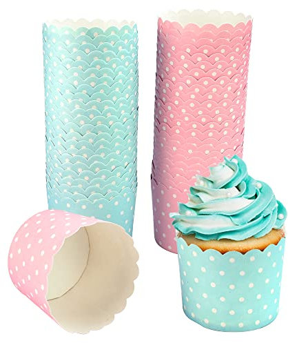 YAANBUNB 100 Stk Muffin Papierförmchen Cupcake Wrapper Blau Muffinform Muffin Förmchen Papier Rosa Papierkuchen Cupcake Papier Muffinpapierförmchen Ø 6 cm Muffin Cases Kuchenkörbchen für Dessert