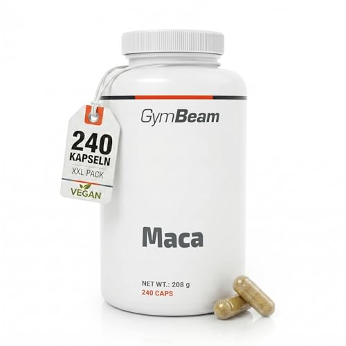 GymBeam Maca Kapseln – 18.000mg pro Tag, 10:1 Extrakt Hochdosiert, Vegan Superfood, Adaptogen zur Förderung der geistigen & körperlichen Leistung, Fruchtbarkeit und Verringerung von Müdigkeit, 240 Kap