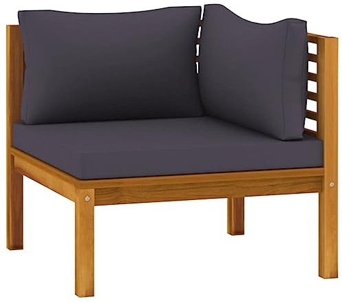 vidaXL Modulares Ecksofa mit Dunkelgrauen Kissen Massivholz Akazie