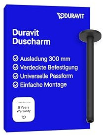 Duravit Universal Shower arm, Shower Faucet Ceiling Mount, Shower Head 300 mm, Round, Black Matt