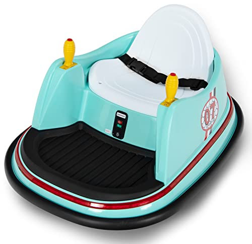 GYMAX 360 Spin Kids Bumper Car, Electric Ride on Toy with Remote Control, Lights, Music and Safety Belt, Children Battery-Powered Vehicle for Indoor Outdoor (Green)