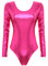 iEFiEL Damen Metallic Body Lackleder Bodysuit Catsuit Wetlook Jumpsuit Langarm/Kurzarm Turnanzug Ballettbody Trikotanzug Tanzkostüm Rosa XL