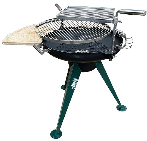 Mr. Outdoors Cookout Robuster Holzkohlegrill, ein Grill 55,9 cm Durchmesser, Edelstahl-Grillrost, Grillhöhe, Kurbel, integrierte Seitenablage mit Marken-Schneidebrett, einfach zu bedienender