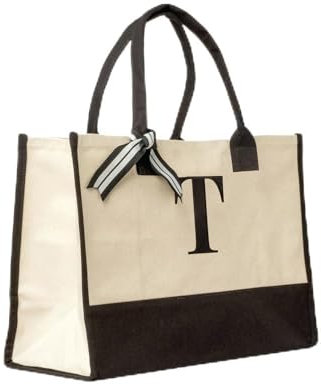 Elberfelder Leinen personalisierte Canvastasche l Geschenkidee l mit robustem Boden l mit Monogramm l Tote Bag l Handtasche l Oeko-Tex-Standard-100 l Einkaufstasche l 100% Baumwolle