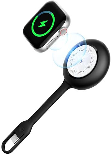 Cargador Magnética para Apple Watch, WeeFancy Mini Batería Externa 1200mAh Carga para Smartwatch, Viaje Cargador Reloj Portátil Inalámbrico con USB C para Apple Watch Series 9/8/7/6 /5/4 /3,SE,Ultra