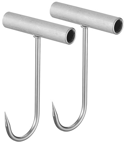ARTOYS 2Pcs Stainless Steel Meat Hooks – T-Shaped Butcher Hooks for Home Butchering, BBQ, and Hunting