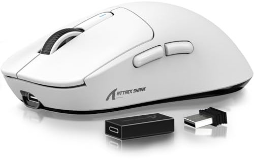 ATTACK SHARK X3 Pro 4K/8K Hz Mouse, 59g SUPERLIGHT, PixArt PAW3395 Gaming Sensor, BT/2.4G Wireless/Wired Gaming Mouse, 6 Adjustable DPI up to 26000, 200 Hrs Battery, for Win11/Xbox/PS/Mac (White)