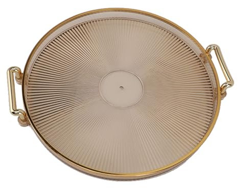 MINGZHE Bandeja Redonda con Mango Dorado Bandeja para Servir Elegante Bandeja Dorada Multifuncional para Servir Cocina Bar Comedor Centro de Mesa Decoración Superior Exhibición de Alimentos(Ámbar)