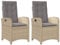 vidaXL Gartensessel mit Kissen 2 STK., Gartenstuhl mit Verstellbarer Rückenlehne, Liegestuhl mit Stahlrahmen, Sessel Stuhl Relaxsessel, Beigemischung Poly Rattan