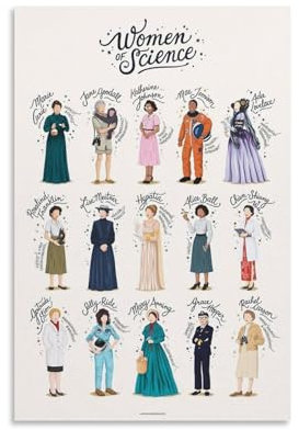 TINCHEW Poster Women of Science, Wandteppich, Kunstgemälde, Bild, Schlafzimmer, Dekoration, Zuhause, 50 x 75 cm
