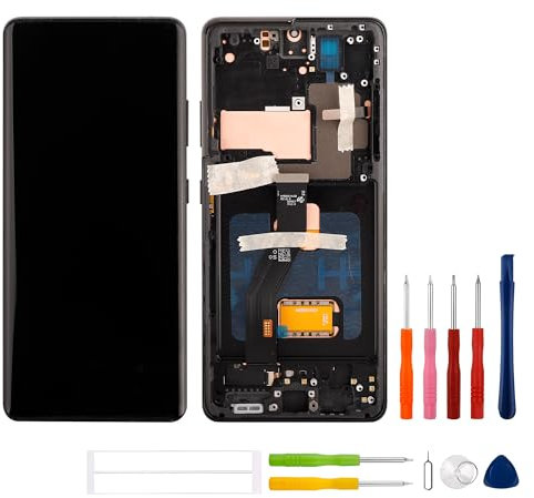 swark [Avec cadre] [Prise en charge de la fonction d'empreintes digitales] Nouvel écran OLED pour Galaxy S21 Ultra 5G SM-G998B Assemblage d'écran tactile numériseur avec kit d'outils de réparation