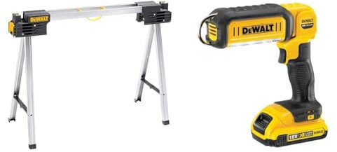 Dewalt DWST1-75676 Folding Saw Horse, Silver/Black, Sawhorse (Pack of 2) & DCL050-XJ 18 V XR Handheld Yellow LED Area Light, Bare Unit, Multi