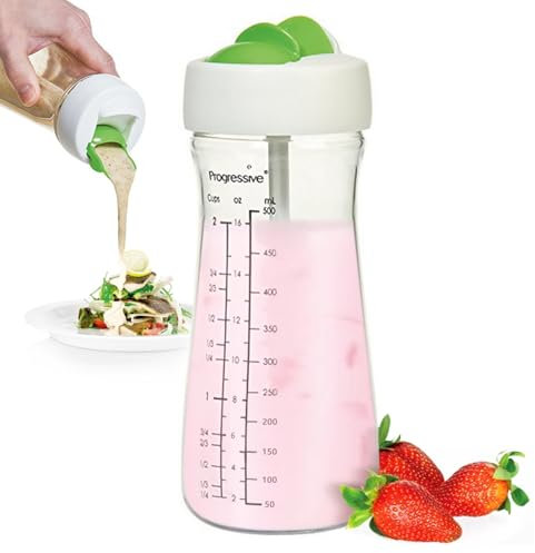 Eiflayn Dressingshaker, 500ml Schüttelbecher,Handgeschüttelte Salatdressingbecher,Salatdressing Shaker mit Messkala,Mixbecher Schüttelbecher