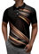 generisch Herren Gestreifter Druck Sommer Mode Lässig Digitaler 3D-Druck Reversknopf Kurzarmhemd Fliegeruhr (Gold, XL)