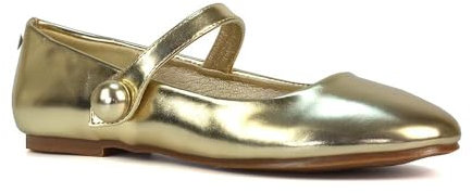 Women's Flat Dolly Shoes Ladies Closed Toe Mary Jane Slip On Gold Metallic Ballet Smart Work Girl School Shoes Pumps Size 3