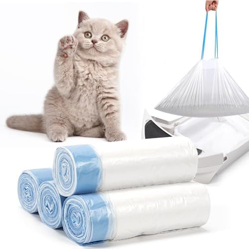 80PCS Cat Litter Tray Liners Durable Cat Litter liners with Drawstring Scratch Resistant and Leak Proof Cat Litter Bags Recycled Cat Litter Liners for Medium Pet Cat Litter Box Liners (45 * 50CM)