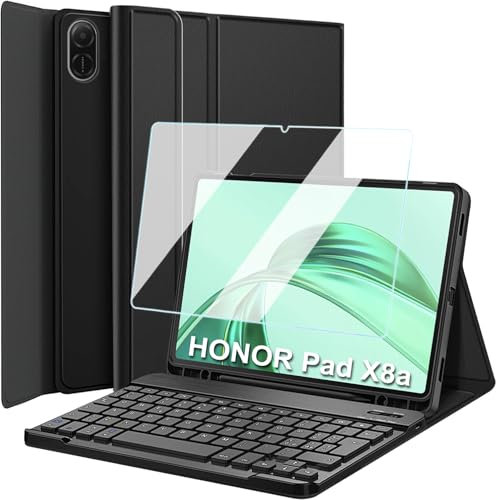 Wineecy Tastiera Custodia per Honor Pad X8a 11 Pollici 2024 [Layout Italiano], 9H Pellicola Protettiva, Slim Cover con Magnetica Wireless Bluetooth Tastiera Keyboard con Portapenne (Honor Pad X8a)