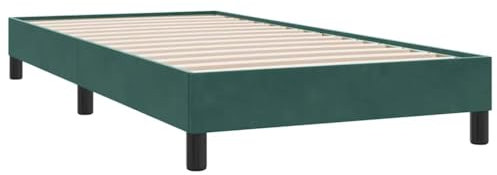 vidaXL Cadre de lit sans Matelas Vert foncé 80x210 cm Velours, lit, sommier, lit en Velours, Meuble de Chambre à Coucher, lit Simple, lit rembourré