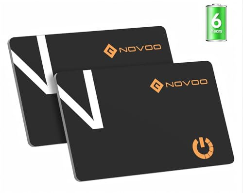 NOVOO Slim SmartCard Wallet Tracker, Air Locator Tag - 1.6mm Thin, 6-Year Battery, IP68 Waterproof, Apple Find My Compatible (iOS Only), Bluetooth GPS Item Finder (2-Pack)
