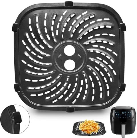 GCQ Air Fryer Accessories for Russell Hobbs 8L 27170 Rapid Digital Air Fryer, 24 × 24 CM Food Grade Air Fryer Replacement Parts Replacement Tray Rack Baking Pan Grill Pan Grill Plate Crisper Plate