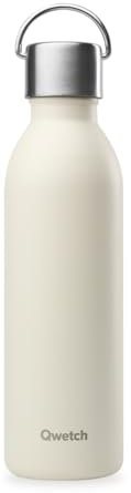 Qwetch - Bouteille Isotherme Active Sable 1L - Gourde avec Anse Inox Recyclé - 24h Froid et 12h Chaud - Etanche, Sans BPA & Compacte