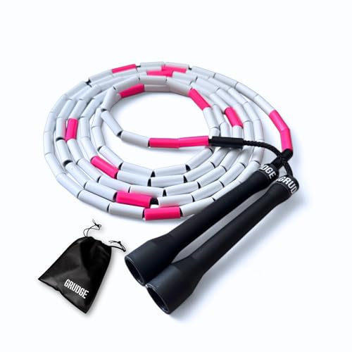 GRUDGE® Corde à sauter perlée FITNESS | Corde à sauter sport de vitesse | Idéale pour Enfants et Adultes | bruleur de calorie. (Rose)