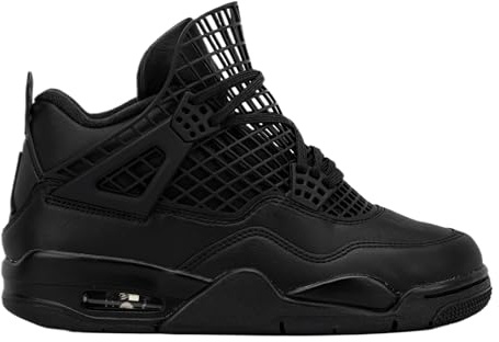 Air Jordan 4 Retro Net Damen-Lifestyle-Schuhe (Schwarz/Schwarz/Metallic-Silber), Schwarz / Schwarz / Metallic-Silber, 40 EU