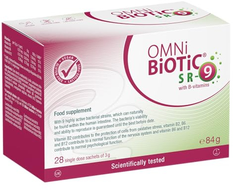 OMNi-BiOTiC SR-9 with B Vitamins | 9 Bacterial Strains | with Vitamins B2, B6 & B12 | 28 Sachets | Vegan | Gluten-Free | Lactose-Free