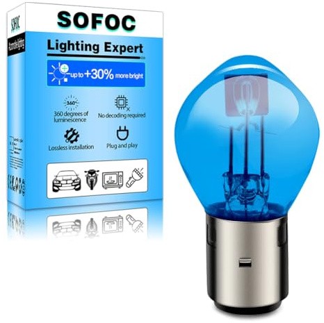 SOFOC BA20D S2 Halogenlampe Scheinwerfer Weiß 12V Non-Polarität B35 35W Doppelkontakt Abblend-/Fernlicht für Motorrad Roller .etc 1pcs