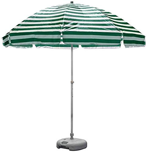 Tragbarer Sonnenschirm für den Außenbereich, gestreift, UV 50+, Gartenschirm mit 8 stabilen Rippen und Kurbel, perfekt für Strand, Terrasse und Hinterhof, 2,5 m