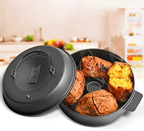 JYBNBBE Backgeschirr aus Gusseisen, Antihaftbeschichtung mit Deckel, multifunktionaler Grilltopf, verwendet für Kartoffeln, Süßkartoffeln, Mais, Kastanien usw., D25cm
