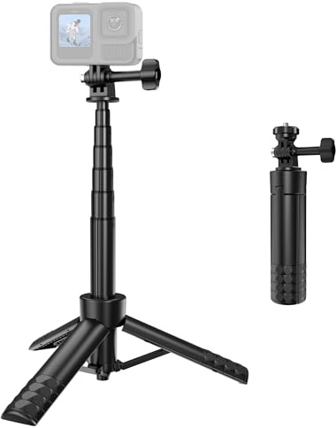 25/65cm Extendable Selfie Stick for Action Camera, Portable Handheld Selfie Stick Tripod Stand for DJI OSMO Action 6/5 Pro/4/3 GoPro Hero 13/12/11/10 /9/8 Session, Fusion, SJCAM, AKASO, Insta360,