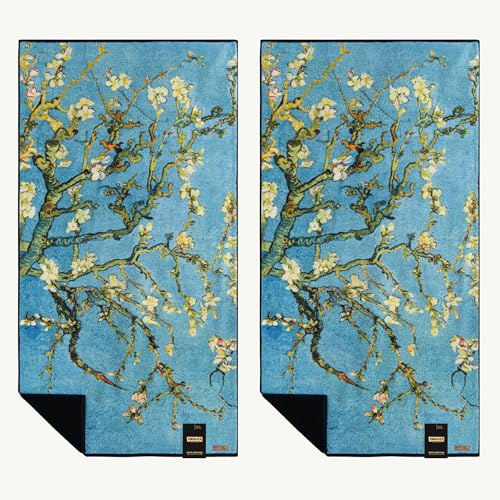 ZWOLTEX - Handtücher Premium Vincent - Almond Blossom, Bedrucktes Handtuch Set: 2X 50x100 cm aus 100% Organic Baumwolle 600g mit GOTS-Zertifikat, Weich und Saugfähig Towel - Schwarz