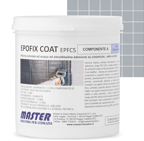 Résine époxy pour sols intérieurs et extérieurs | Peinture pour carrelage et carreaux salle de bain et cuisine, béton et garage | Jusqu'à 12 m² par couche