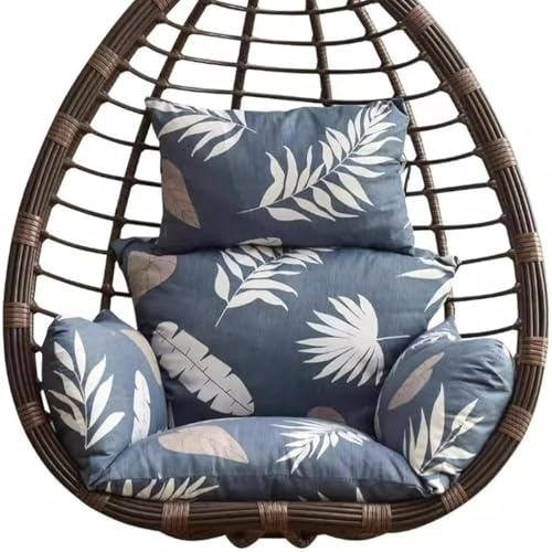 Sillones Egg de Mimbre para terraza, Cojín Grueso for Hamaca Colgante con Forma de Huevo y reposacabezas, cojín Suave for Columpio(B)
